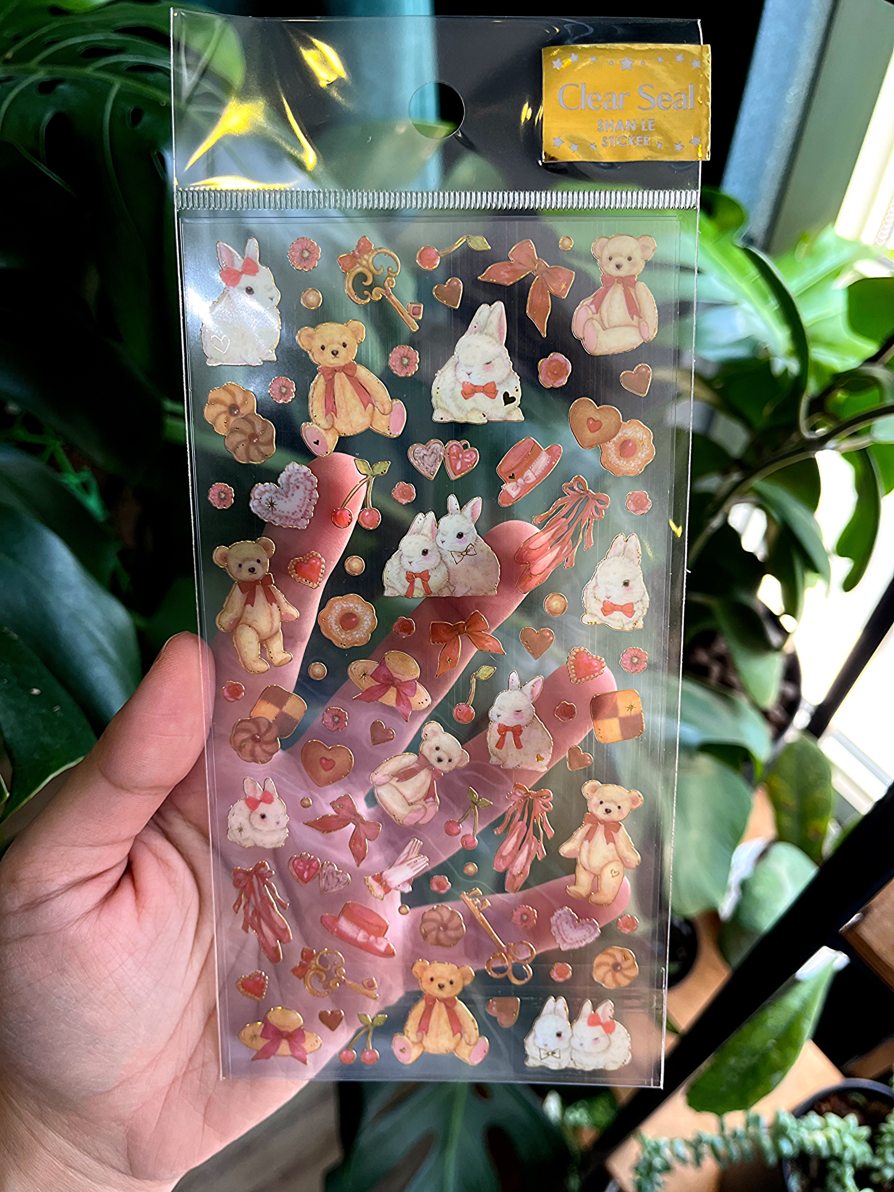 استیکر دور طلایی طرح خرگوش و تدی