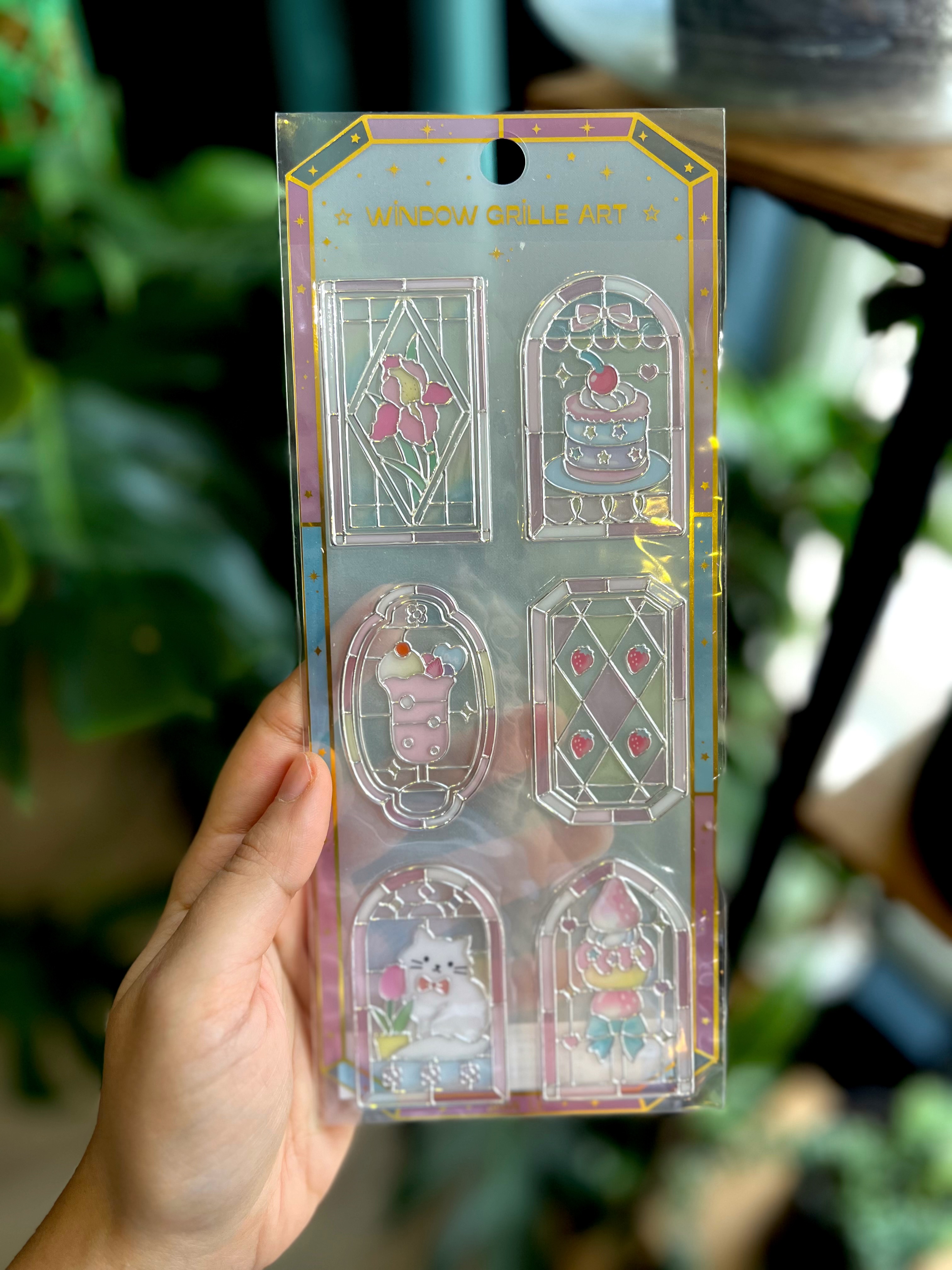 استیکر شفاف طرح پنجره صورتی رنگ