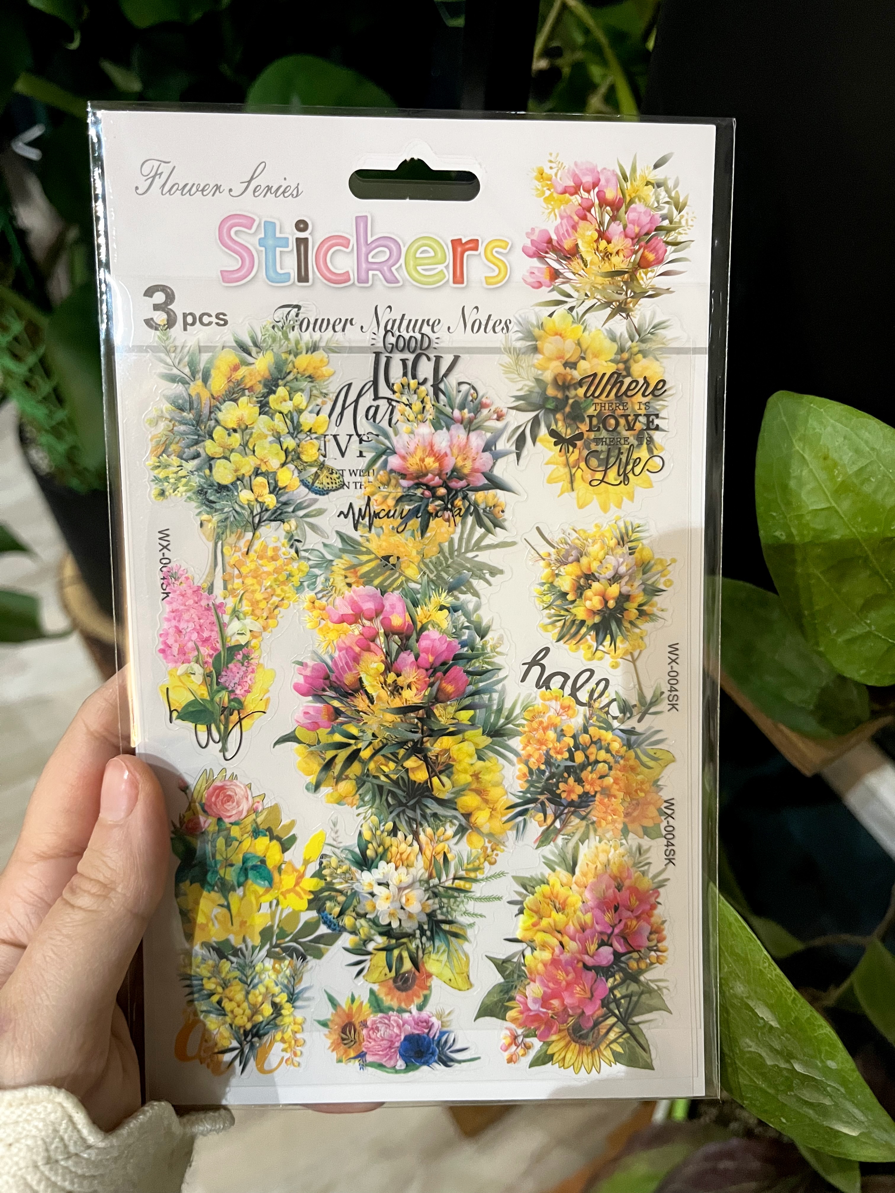 استیکر شفاف سه ورقی طرح گل های زرد