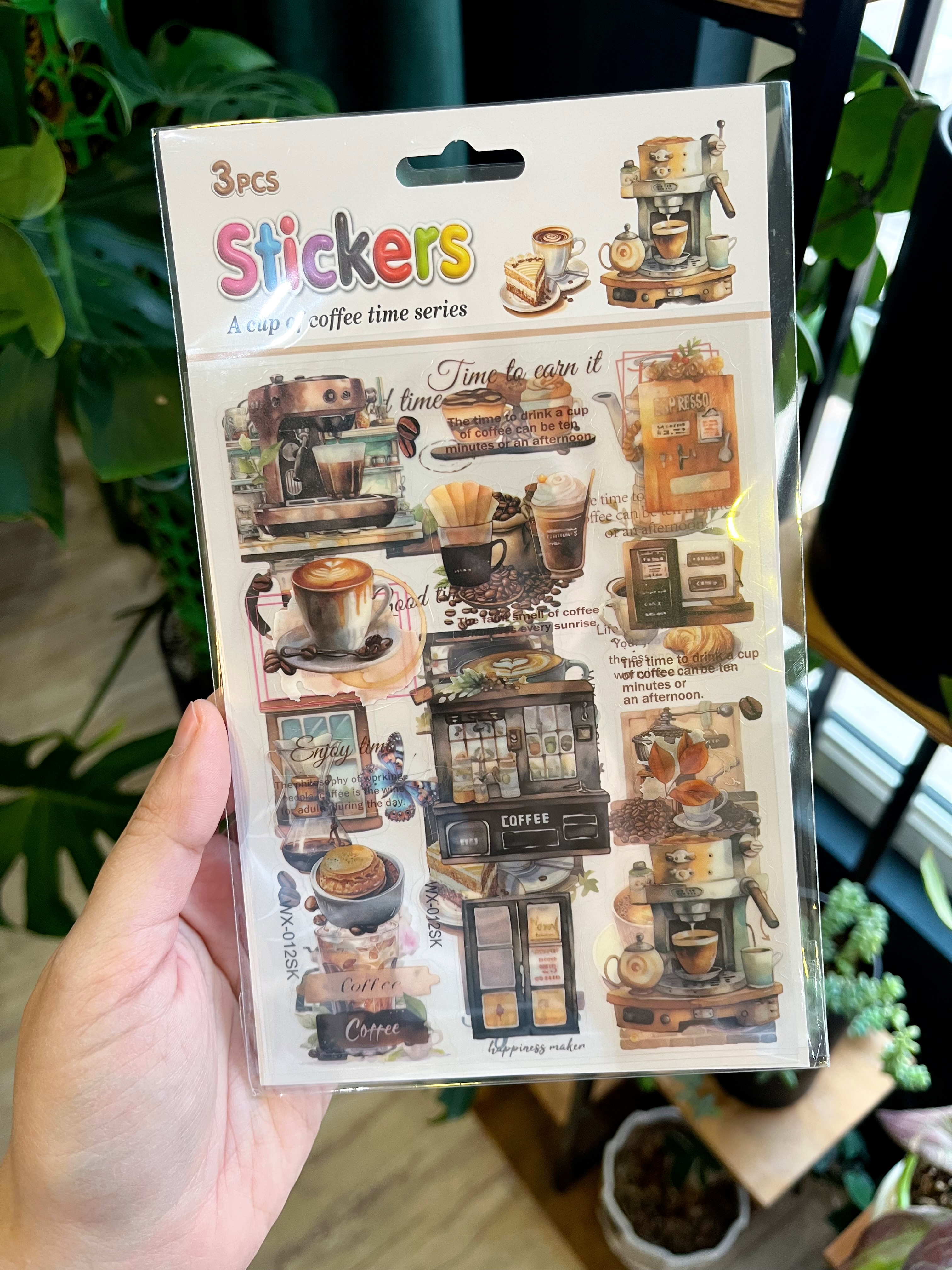 استیکر شفاف سه ورقی طرح قهوه 1