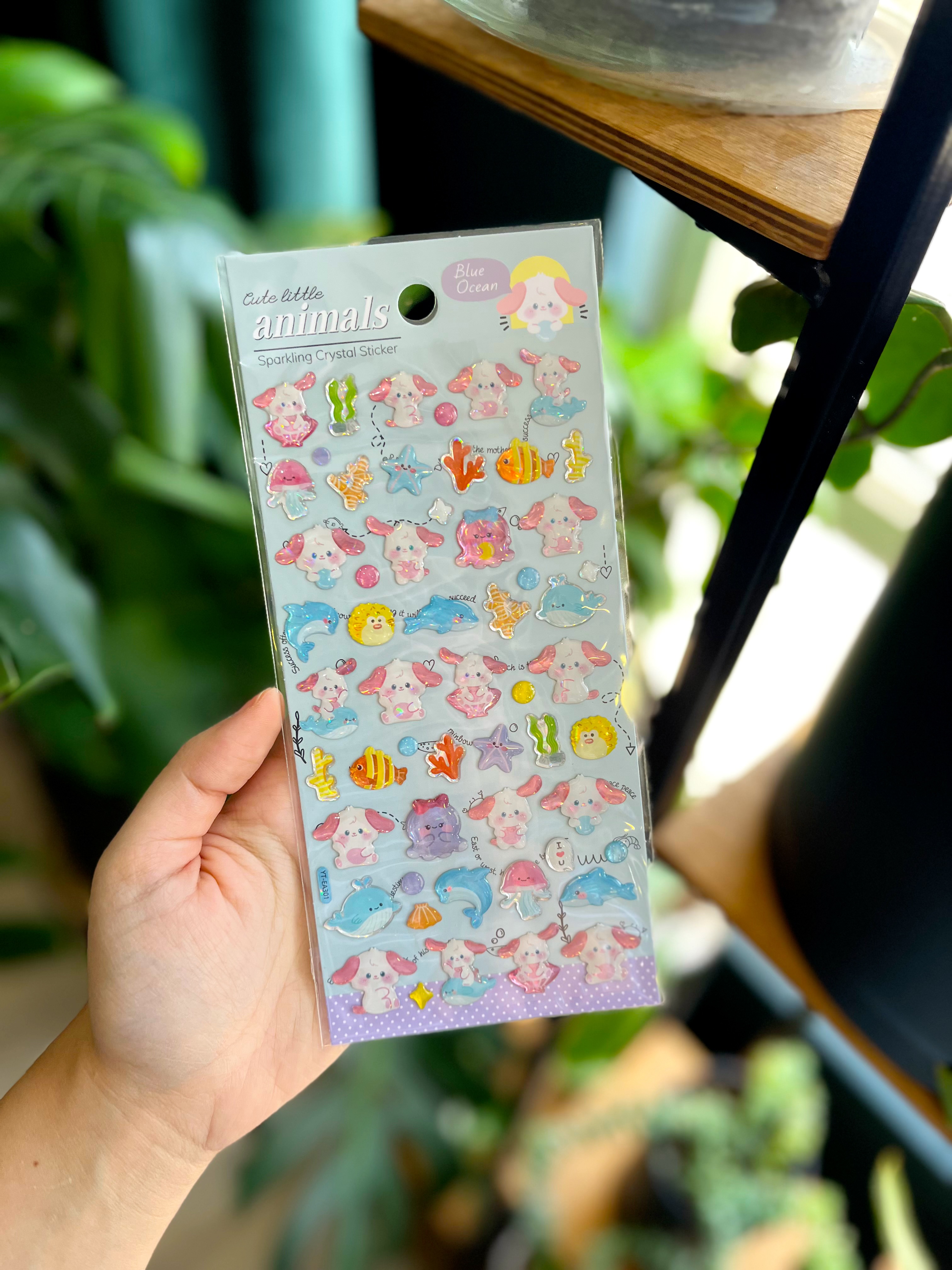 استیکر برجسته درخشان طرح خرگوش و اقیانوس